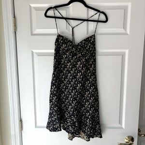 Navy floral Zara mini ruffle mini dress